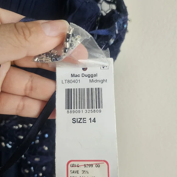 Mac Duggal Navy Blue Prom Dress - Picture 9 of 13